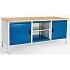 Dílenský stůl Bott Cubio Storage, 84 x 200 x 75 cm, 2 skříňky, otevřený prostor s policí, linoleum, šedá-modrá