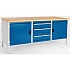 Dílenský stůl Bott Cubio Storage, 84 x 200 x 75 cm, 2 skříňky, 3 zásuvky, linoleum, šedá-modrá