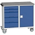 Údržový zásuvkový vozík Bott Verso, 98 x 105 x 60 cm, 5 zásuvek, skříňka, linoleum, šedá-modrá
