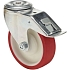 Polyuretanové transportní kolo se středovým otvorem, průměr 125 mm, otočné s brzdou, kuličková ložiska