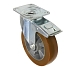 Polyuretanové transportní kolo s přírubou, průměr 200 mm, otočné s brzdou, valivé ložisko