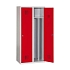 Svařovaná šatní skříň Drake odlehčená, 2 oddíly, šedá/červená