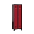 Svařovaná šatní skříň Patrick na nohách, 2 oddíly, cylindrický zámek, černá/tmavě červená