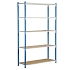 Kovový regál Velez, základní, 200 x 125 x 70 cm, 1 500 kg, 5 polic, modrý