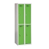 Svařovaná šatní skříň Rafael odlehčená, 4 oddíly, cylindrický zámek, šedá/zelená