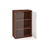 Střední široká skříň Strong, 115,2 x 80 x 40 cm, se skleněnými dvířky, dezén ořech