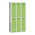Svařovaná šatní skříň Rafael odlehčená, 6 oddílů, cylindrický zámek, šedá/zelená