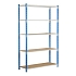 Kovový regál Velez, základní, 200 x 125 x 40 cm, 1 500 kg, 5 polic, modrý
