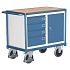 Dílenský vozík se skříňkou a 4 zásuvkami, 93 x 119 x 60 cm, modrý