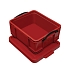 Plastový úložný box s víkem na klip, červený, 18 l