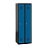 Svařovaná šatní skříň Patrick, 2 oddíly, cylindrický zámek, černá/tm. modrá