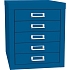 Jednořadá kovová kartotéka A4 Esk, 5 zásuvek, modrá