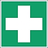 Čtvercové nouzové a evakuační značky – První pomoc, 150 x 150 mm – fotoluminiscenční, polypropylen