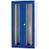 Dílenská skříň Bott Cubio s výsuvnými perfopanely, 200 x 105 x 65 cm, průhledné dveře, šedá-modrá