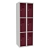 Svařovaná šatní skříň Rob, 6 boxů, cylindrický zámek, šedá/vínově červená