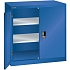 Dílenská skříň LISTA s policemi, 1000x400x1000mm, plné dveře, fluorescentní modrá