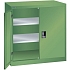 Dílenská skříň LISTA s policemi, 1000x500x1000mm, plné dveře, zelená