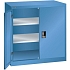 Dílenská skříň LISTA s policemi, 1000x500x1000mm, plné dveře, modrá