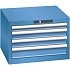Dílenská zásuvková skříň Lista, 4  zásuvky, 564x572x383mm, modrá