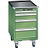 Mobilní dílenská zásuvková skříň Lista, 4 zásuvky, zelená