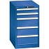 Dílenská zásuvková skříň Lista, 5 zásuvky, 411x572x700, fluorescentně modrá