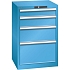 Dílenská zásuvková skříň Lista, 4 zásuvky, 564x572x850mm, světle modrá