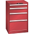 Dílenská zásuvková skříň Lista, 4 zásuvky, 564x572x850mm, červená