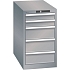 Dílenská zásuvková skřín Lista, 5 zásuvek, 411x725x700 mm, šedá/stříbrná