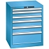 Dílenská zásuvková skříň Lista, 6 zásuvek, 564x572x700mm, světle modrá