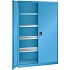 Dílenská skříň LISTA s policemi, 1250x400x1950mm, plné dveře, světle modrá