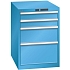 Dílenská zásuvková skříň LISTA, 564x725x800 mm, 4 zásuvky, světle modrá