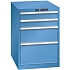 Dílenská zásuvková skříň LISTA, 564x725x800 mm, 4 zásuvky, modrá