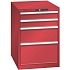 Dílenská zásuvková skříň LISTA, 564x725x800 mm, 4 zásuvky, červená