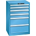 Dílenská zásuvková skříň Lista, 6 zásuvek, 564x572x850mm, světle modrá