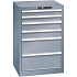Dílenská zásuvková skříň Lista, 6 zásuvek, 564x572x850mm, tmavě šedá