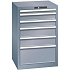 Dílenská zásuvková skříň Lista, 6 zásuvek, 564x572x850mm, tmavě šedá