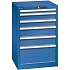 Dílenská zásuvková skříň Lista, 6 zásuvek, 564x572x850mm, tmavě modrá