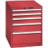 Dílenská zásuvková skříň LISTA, 564x725x700 mm, 5 zásuvek, červená