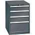 Dílenská zásuvková skříň LISTA, 564x725x850mm, 4 zásuvky, černá