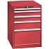 Dílenská zásuvková skříň LISTA, 564x725x800 mm, 5 zásuvek, červená
