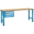Dílenský pracovní stůl LISTA, 1500x700x840mm, 3 zásuvky, nosnost 600 kg, světle modrá