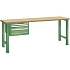 Dílenský pracovní stůl LISTA, 1500x700x840mm, 3 zásuvky, nosnost 600 kg, zelená