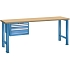 Dílenský pracovní stůl LISTA, 1500x700x840mm, 3 zásuvky, nosnost 600 kg, modrá