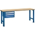 Dílenský pracovní stůl LISTA, 1500x700x840mm, 3 zásuvky, nosnost 600 kg, tmavě modrá