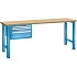 Dílenský pracovní stůl LISTA,1500x700x890mm, 3 zásuvky, nosnost 600 kg, světle modrá