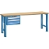 Dílenský pracovní stůl LISTA, 1500x700x890mm, nosnost 600 kg, 3 zásuvky, modrá