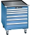 Mobilní dílenská  zásuvková skříň LISTA, 564x725x723mm, 6 zásuvek, modrá