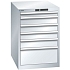 Dílenská zásuvková skříň LISTA, 6 zásuvek = 1x 75 + 3x 100 + 1x 150 + 1x 250mm, 564x725x850mm, šedá
