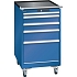 Mobilní dílenská zásuvková skříň LISTA, 5 zásuvek = 1x50 + 2x100 + 1x150 + 1x300mm, 564x725x990mm, tmavě modrá