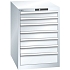 Dílenská zásuvková skříň LISTA, 7 zásuvek = 2 x 75 / 4 x 100 / 1 x 150, 564x725x800 mm, bílá